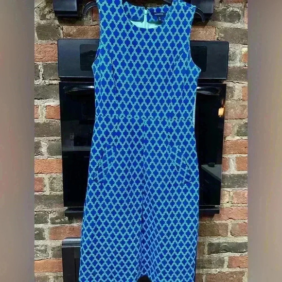 Lands End sleeveless dress. 6Tall. Blue /green Midi casual  spring/summer - Picture 1 of 12